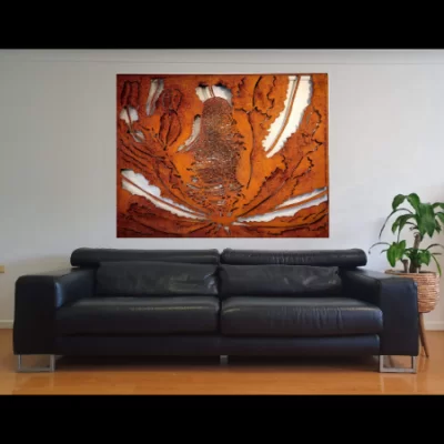Banksia Wall Art in Rusted Steel