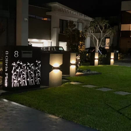 Custom Wide Letterbox with Sedges Pattern in Black Powder Coated Aluminium with Interior Perspex Backing- Sydney