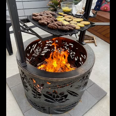 Custom Double Skin Fire Pit with Argentine BBQ Attachment