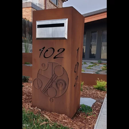 Letterbox with Custom Doctor Who Pattern in Rusted Corten Steel- Gerroa