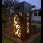Ironbark Letterbox in Corten Steel with Gum Leaf Cascade Perspex - Custom Chute