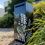 Medium Letterbox in Powder Coated Aluminium with Tropical Pattern and Perspex